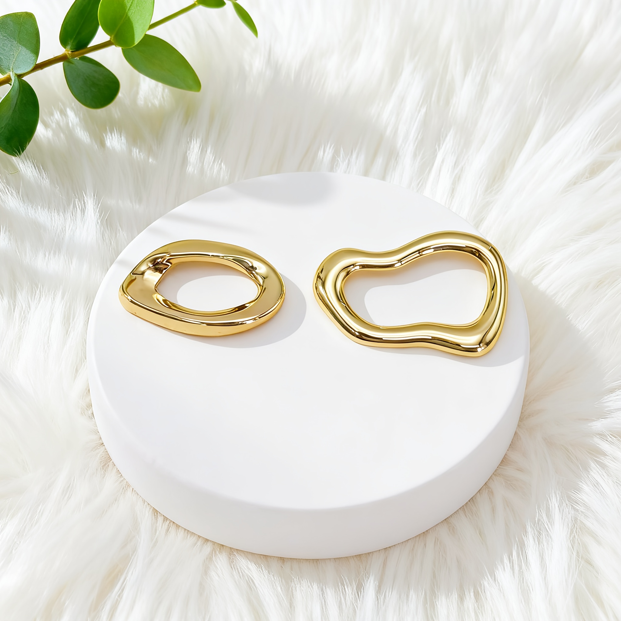 2pcs Organic Liquid Brooch Set, Smooth Oval & Bean Shapes
